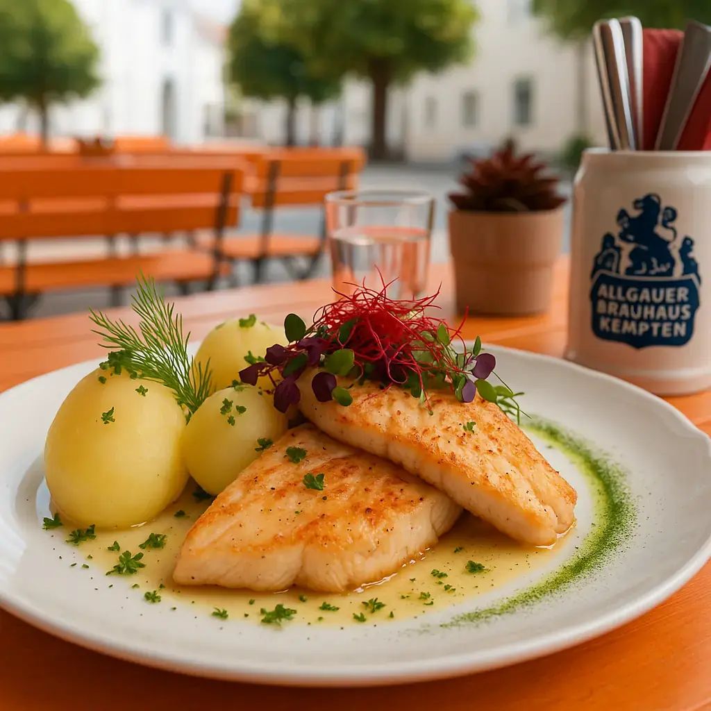 Zanderfilet mit petersilienkartoffeln im restaurant jagemanns weimar